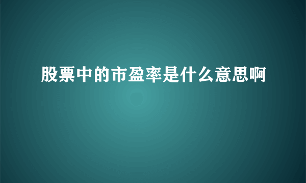 股票中的市盈率是什么意思啊