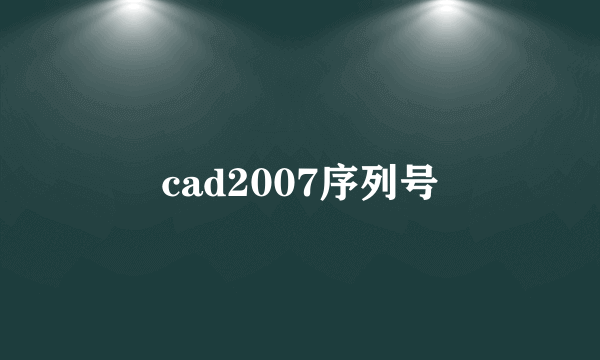 cad2007序列号