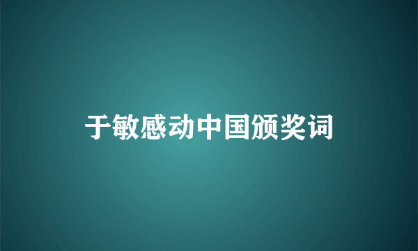 于敏感动中国颁奖词