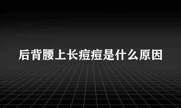 后背腰上长痘痘是什么原因