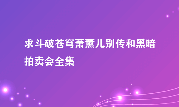 求斗破苍穹萧薰儿别传和黑暗拍卖会全集