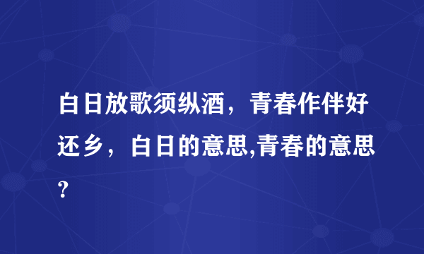 白日放歌须纵酒，青春作伴好还乡，白日的意思,青春的意思？