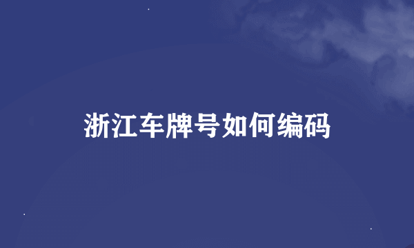 浙江车牌号如何编码