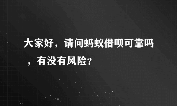 大家好，请问蚂蚁借呗可靠吗 ，有没有风险？