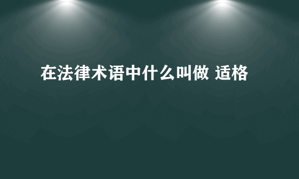 在法律术语中什么叫做 适格