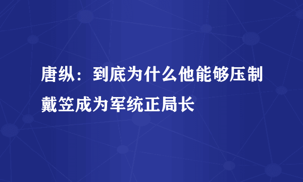 唐纵：到底为什么他能够压制戴笠成为军统正局长