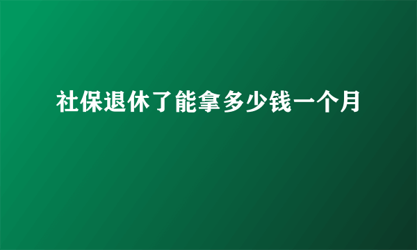 社保退休了能拿多少钱一个月