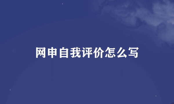 网申自我评价怎么写