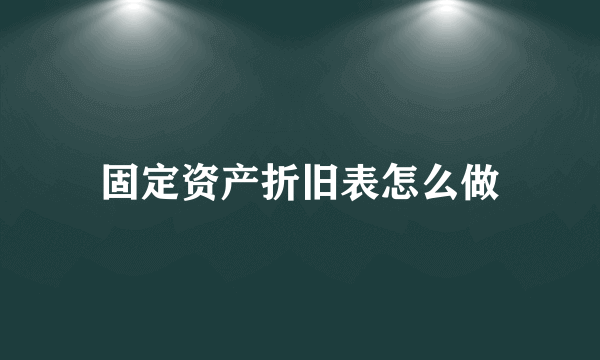 固定资产折旧表怎么做