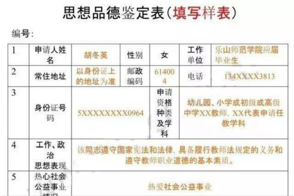 请问思想品德鉴定表里“遵守社会公德情况”一览如何填写？谢谢！