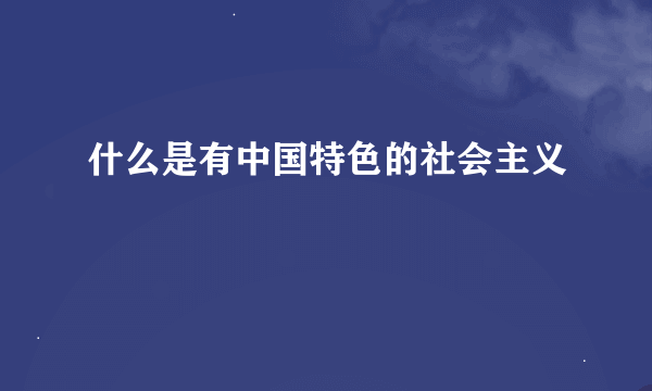 什么是有中国特色的社会主义