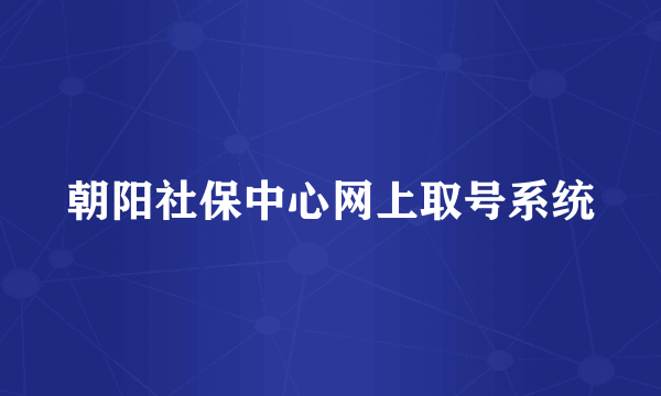 朝阳社保中心网上取号系统