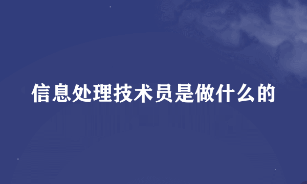 信息处理技术员是做什么的