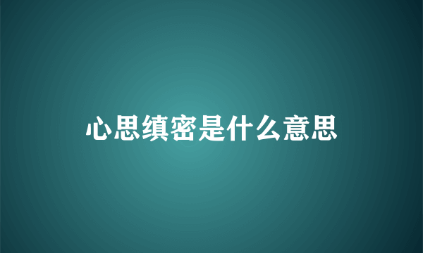 心思缜密是什么意思