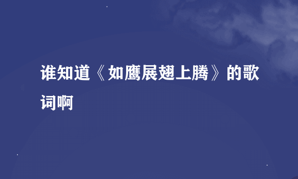 谁知道《如鹰展翅上腾》的歌词啊