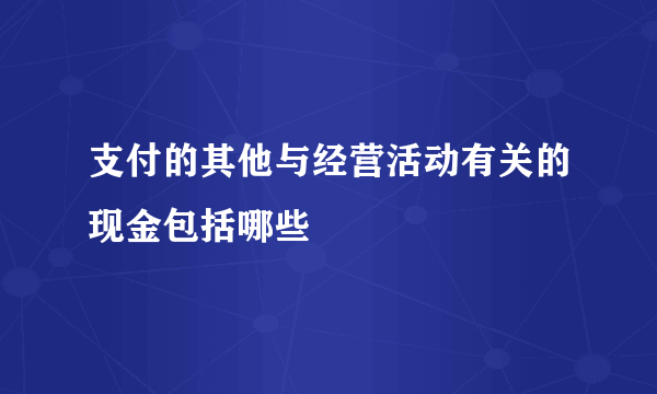 支付的其他与经营活动有关的现金包括哪些