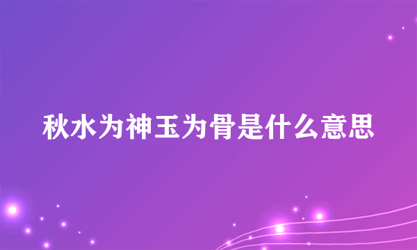 秋水为神玉为骨是什么意思