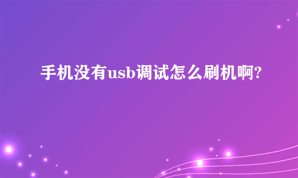 手机没有usb调试怎么刷机啊?