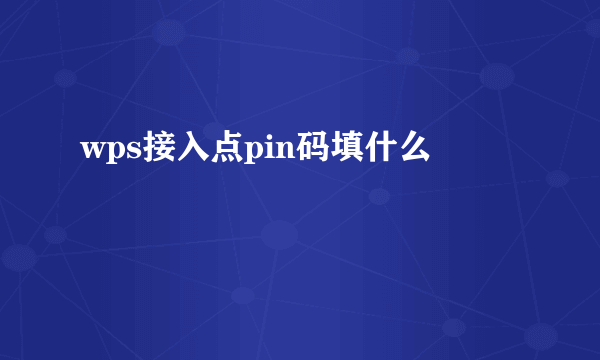 wps接入点pin码填什么