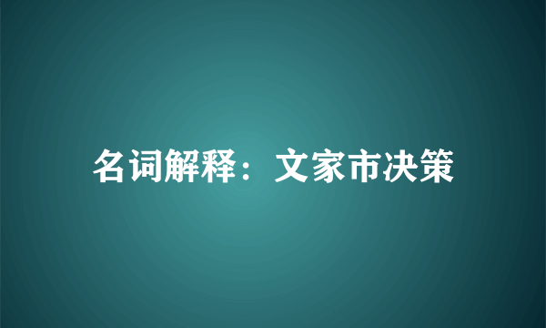 名词解释：文家市决策