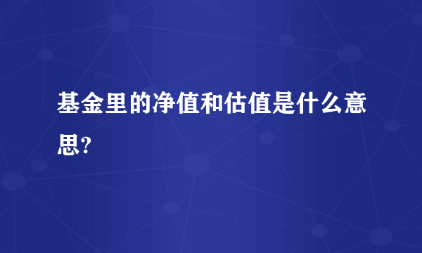 基金里的净值和估值是什么意思?