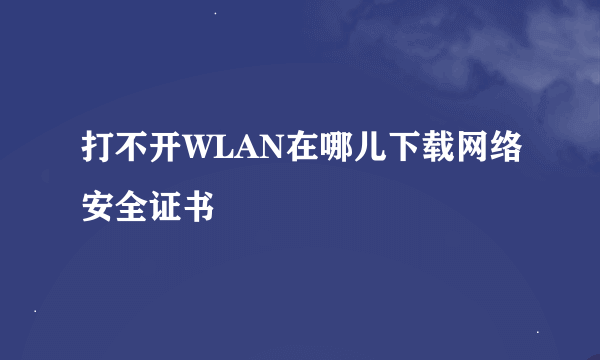 打不开WLAN在哪儿下载网络安全证书