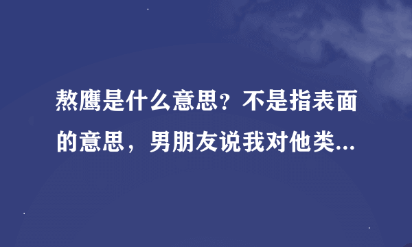 熬鹰是什么意思？不是指表面的意思，男朋友说我对他类似于“熬鹰”，这是什么意思？