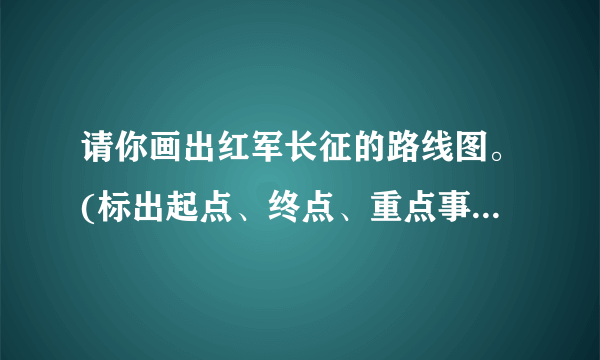 请你画出红军长征的路线图。(标出起点、终点、重点事件及地点既可)