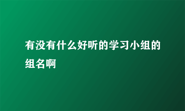 有没有什么好听的学习小组的组名啊