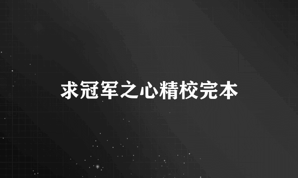 求冠军之心精校完本