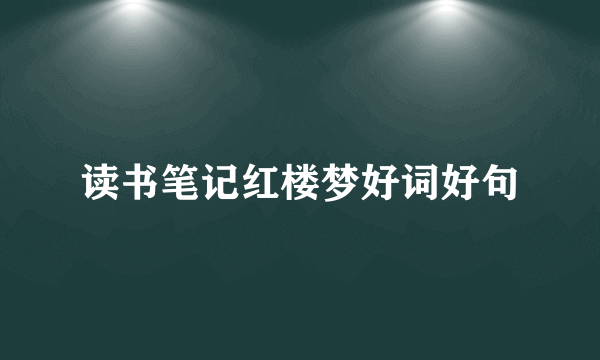 读书笔记红楼梦好词好句