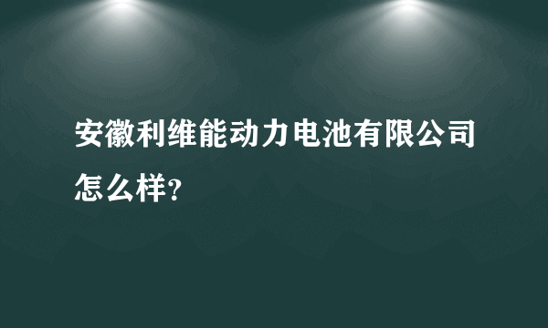 安徽利维能动力电池有限公司怎么样？