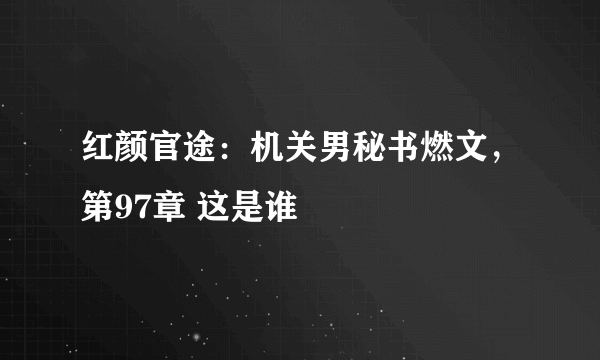 红颜官途：机关男秘书燃文，第97章 这是谁