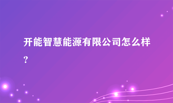 开能智慧能源有限公司怎么样？