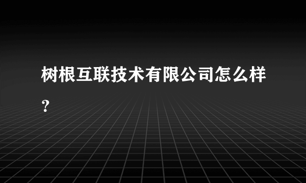 树根互联技术有限公司怎么样？