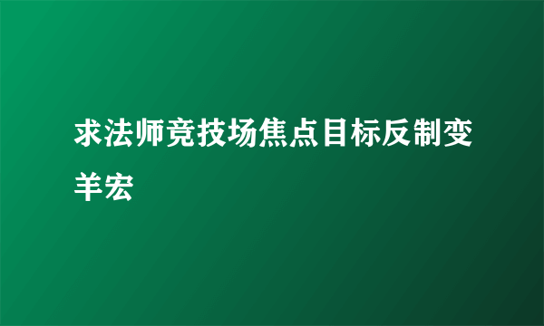 求法师竞技场焦点目标反制变羊宏