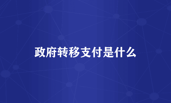 政府转移支付是什么